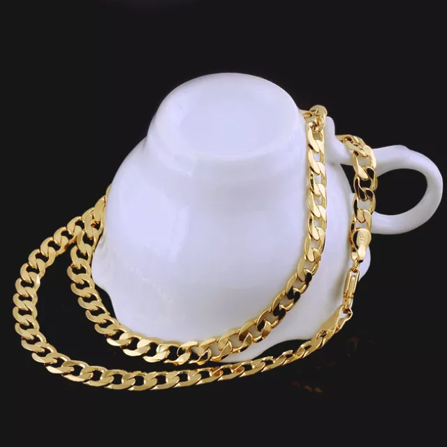 6mm Solid 14 Carat Gold filled Mens Necklace Chain Birthday Christmas Gift 2