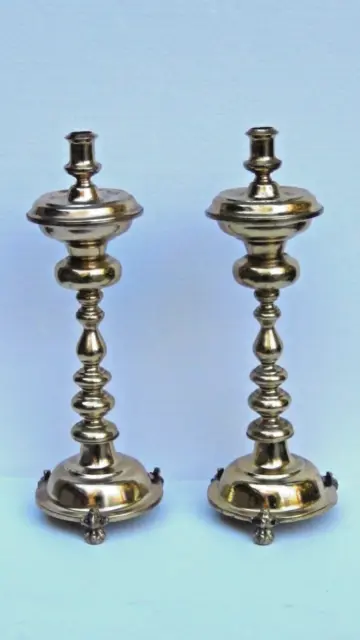 Pair Solid Heavy Brass Gilted Candleholders For Chirch Or Wedding Events, 19"H