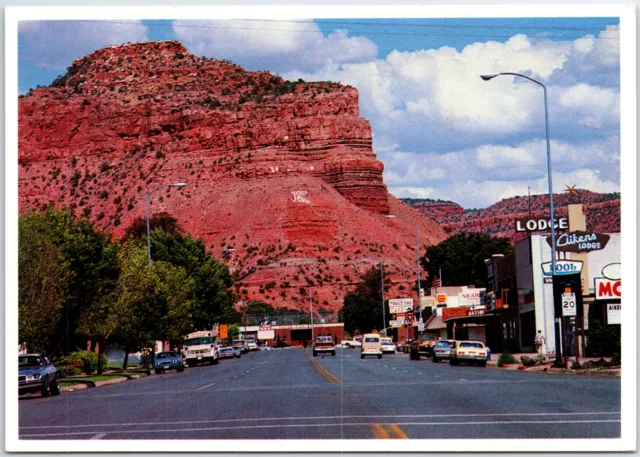 Vintage Continental Size Postcard Street Scene Advertising At Kanab Utah