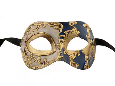 Mask from Venice Colombine Harlequin Blue And Golden For Prom Mask 1048 V48