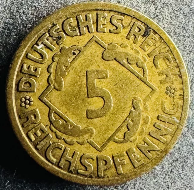 5 Reichspfennig 1924 A Deutsches Reich Weimarer Republik KM#39 K291223/0E