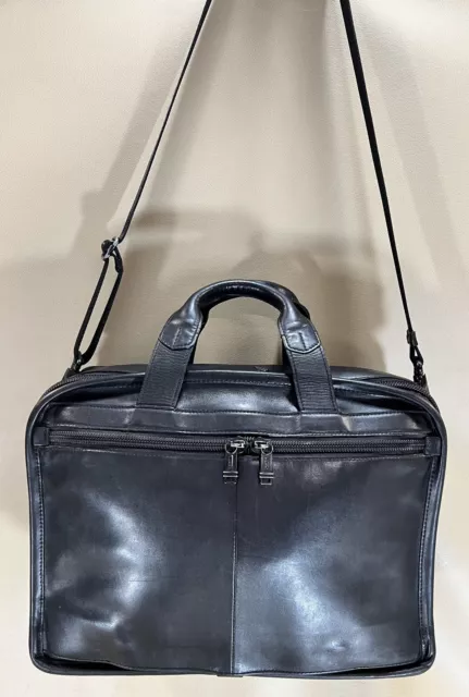 Preowned TUMI Alpha Essential 16” Black Leather Briefcase Style 96130DH $495 2
