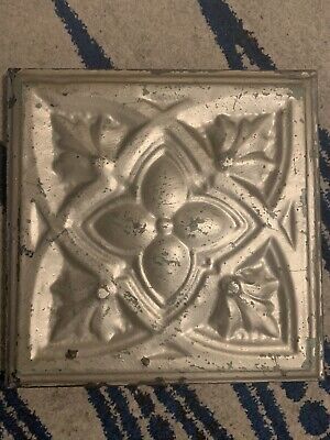 Antique Tin Ceiling Tile Art Wood Mounted Farmhouse Shabby Chic Architectural