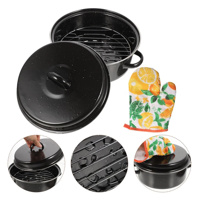 Daily Use Cooking Pot Household Roasting Turkey Pan Tray Lid Large Baking