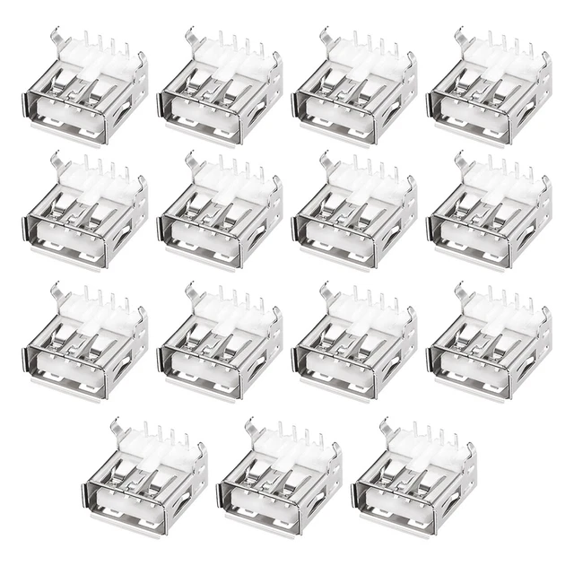 Tipo conector usb pcb: una hembra 90 grados flexión pie inserto recto 15pcs