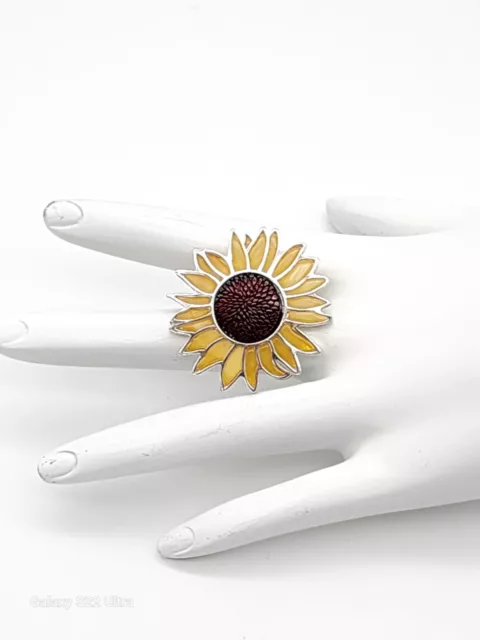 New Natural Cognac & Yellow Amber Sunflower 925 Sterling Silver Jewelry Pendant!