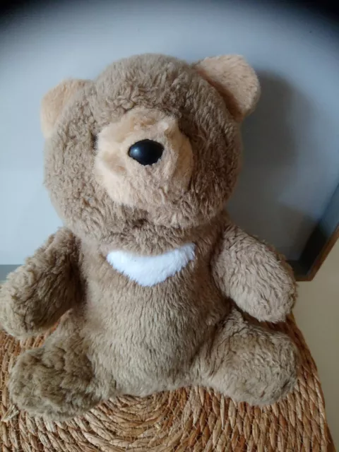 Peluche doudou ours ourson beige blanc 28 cm Nounours vintage + cadeau