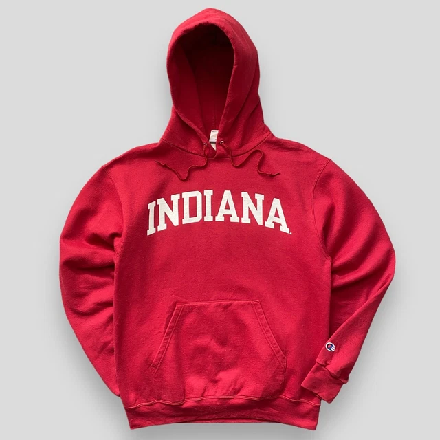 Felpa con cappuccio rossa ricamata Champion Indiana, taglia media