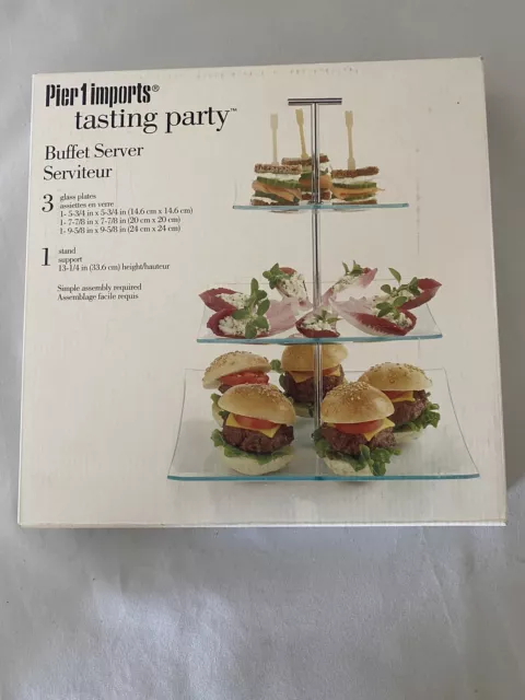 Retired- Pier 1 Imports Tasting Party Buffet Server Glass- Appetizers/Desserts