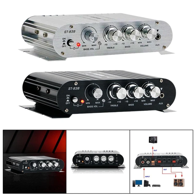 Mini Ampli Bluetooth 5.0 Pour PC, Téléphone, TV - Amplificateur Audio De Bureau Compact