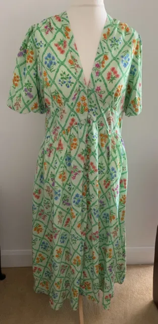 Nobodys Child Fearne Cotton “Happy Place” Alexa Green Floral Midi Dress UK14 NWT