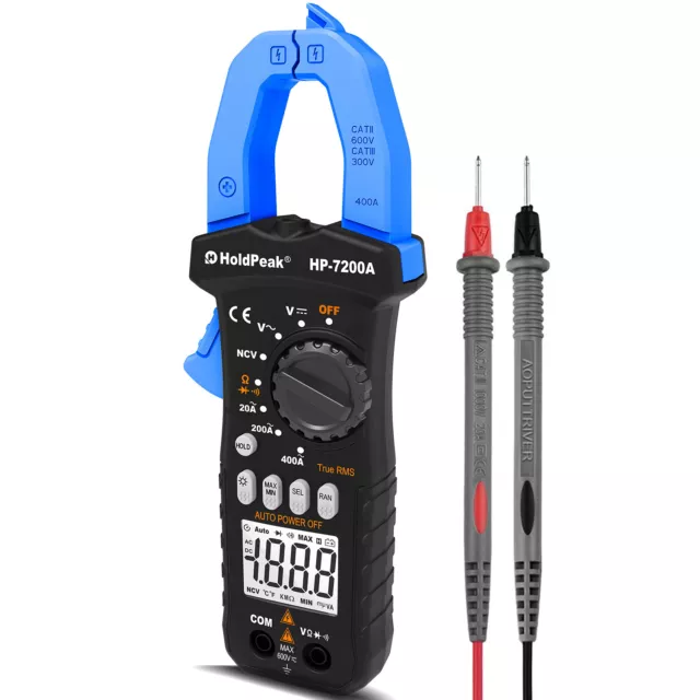 HoldPeak Digital Clamp Meter Multimeter DC/AC Current Voltage NCV True RMS Test