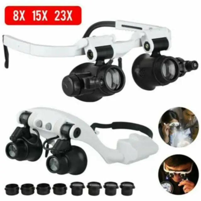 25X Magnifier Magnifying Eye Glass Loupe Jeweler Watch Repair Kit With White LED