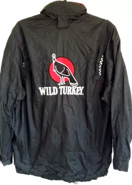 Wild Turkey Bomber Black Nylon Jacket Men's Large-Bourbon Whiskey Embraided logo