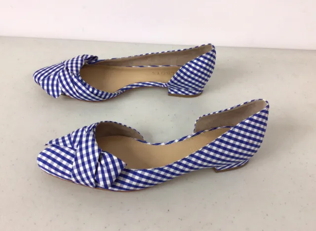 TALBOTS Plaid Blue Shoes D’Orsay Flats Womens 7 $129