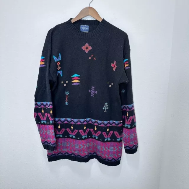 Woolrich Vintage Womens Southwest Aztec Wool Crewneck Knit Sweater Tunic Size XL