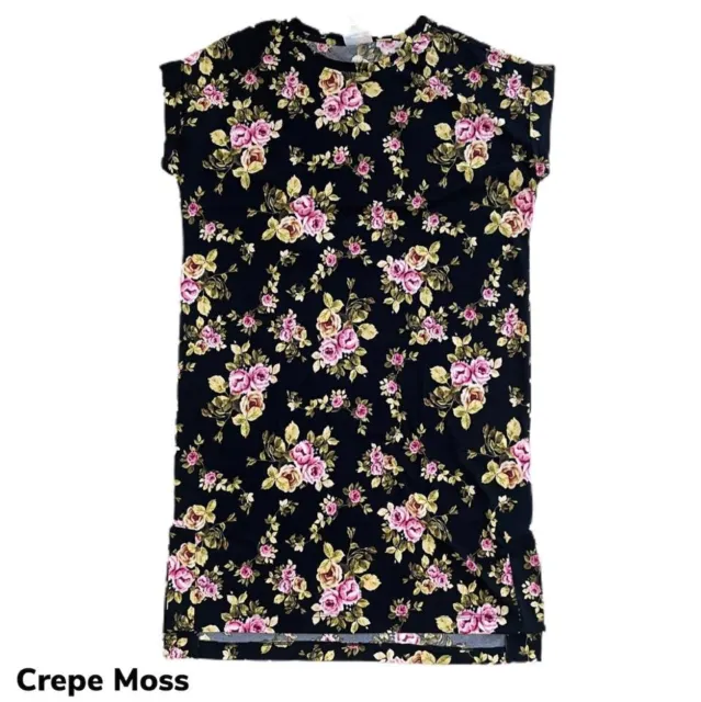 Large CHELSEA LuLaRoe T-Shirt Dress ~ Pink Rose Floral on Black~ Sizes 12-14 nwt