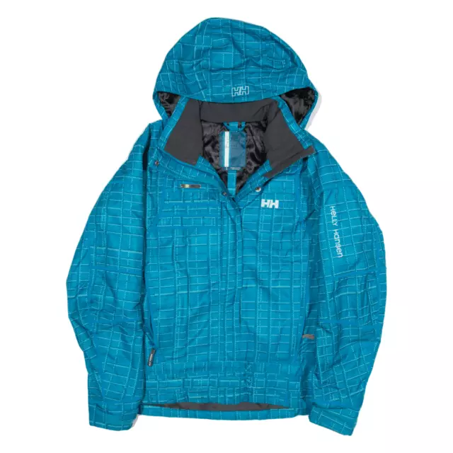 HELLY HANSEN Womens Ski Jacket Blue Hooded Check M