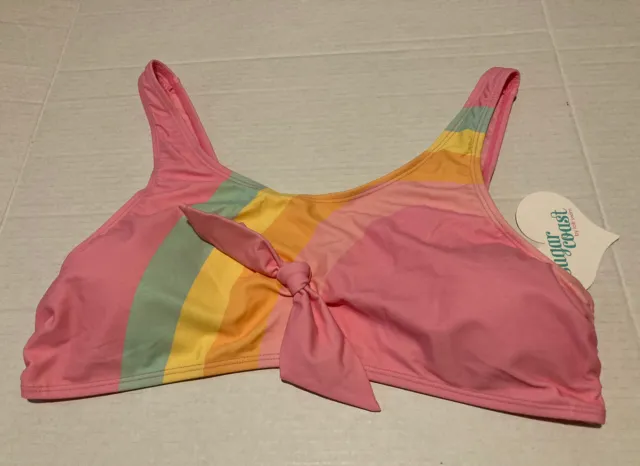 NWT Sugar Coast by Lolli Swim Pink Rainbow  bikini top XL