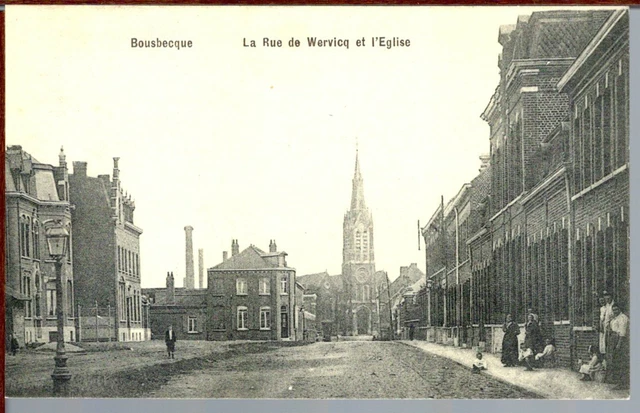 CPA - 59 - BOUSBECQUE - La Rue de Wervicq et l'Eglise