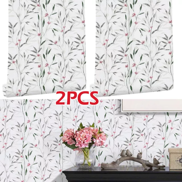 2PCS 6m Floral Wallpaper Waterproof Furniture Contact Paper Vinyl DIY Wall Decor