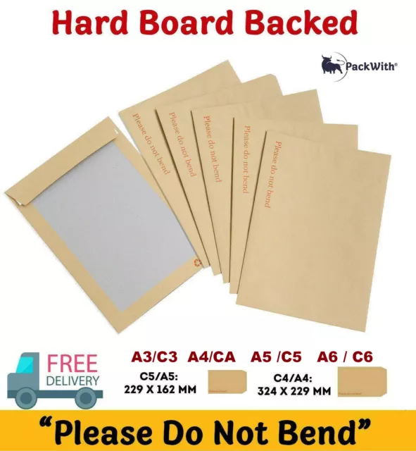 Hard Back Envelopes Please Do Not Bend Manilla Brown Envelopes A6 C6 C5 A5 A4 A3