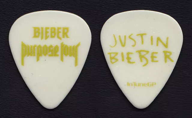 Justin Bieber Signature White Guitar Pick - 2016 Purpose Tour