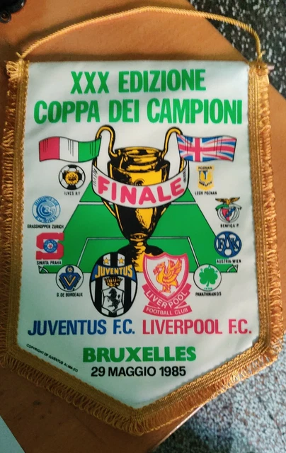 Fanion Juventus – Liverpool Finale Coupe Des Champions 1985 Heysel – 35 Cm