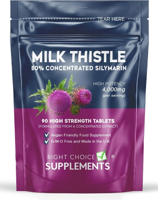 MILK THISTLE TABLETS High Strength 4000mg (per Serving 2 Tablets