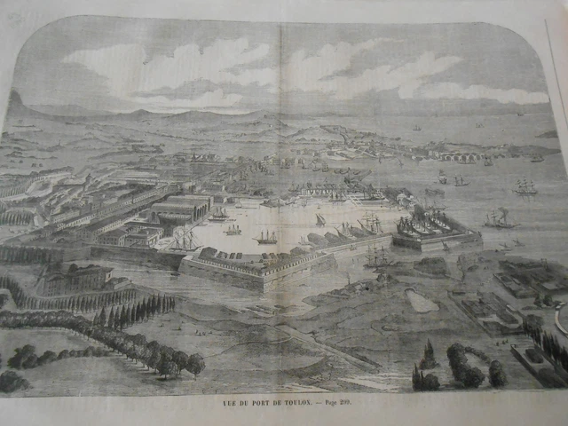 Gravure 1863 - Vue du port de Toulon