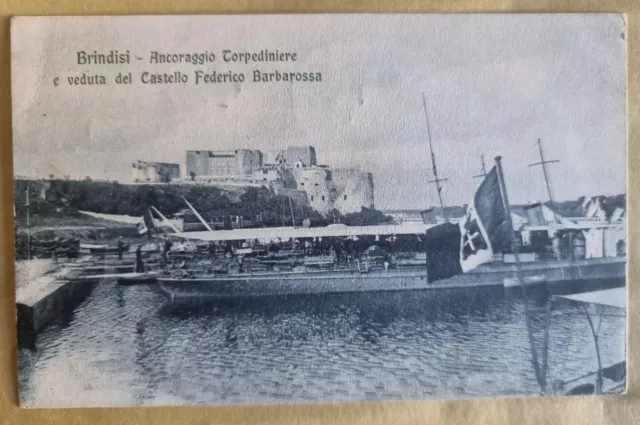 Brindisi Ancoraggio Torpediniere E Castello Federico Barbarossa 1911 Viaggiata