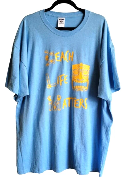 Vintage Beach Life Matters Tiki Bar Graphics Hawaiian Style T Shirt Mens 3XL