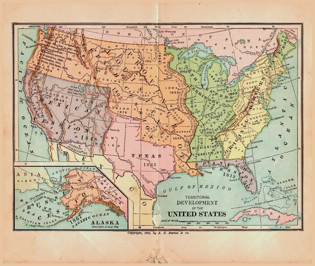 ANTIQUE 1890 MAP Territorial Development - Antique 1890 Map Territorial Development Of The United.webp