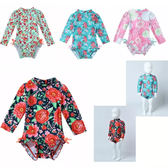 Toddler Girls Swimsuit Floral Pattern Swimwear Sleeveless Bathing Suit Beach