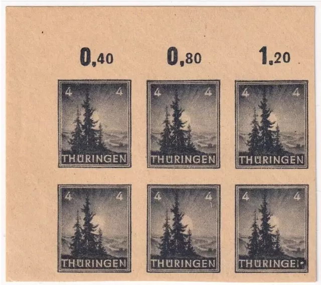 Thüringen Mi. Nr. 6x 93 AXtU mit PF II+III  sign.  Herpichböhm, Mi. 420.-€