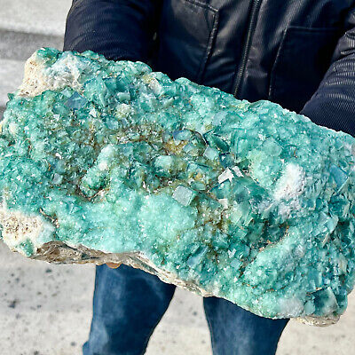 28.16LB NATURAL Green FLUORITE Quartz Crystal Cluster Mineral Specimen