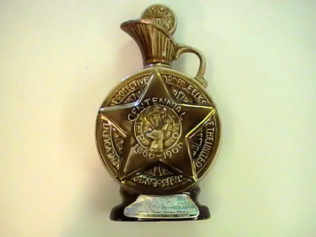 Jim Beam Kentucky Bourbon Whiskey Decanter Bottle Centennial BPOE ELKS 1868-1968