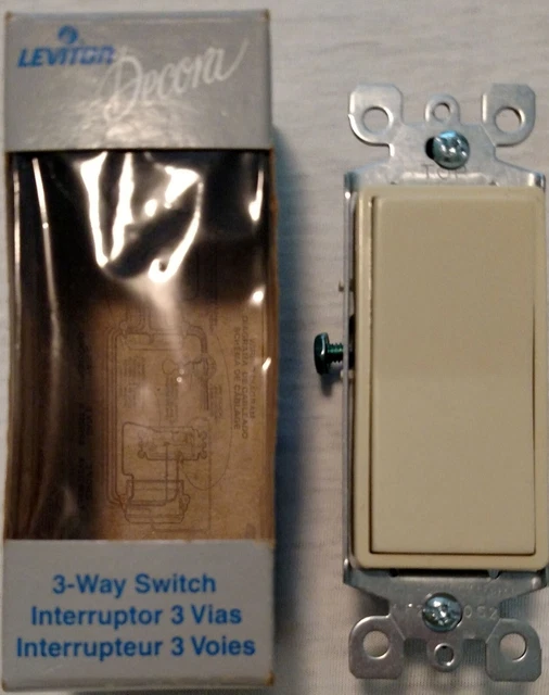 *NEW* LEVITON DECORA 3Way Grounding Quiet Rocker Switch Almond 106