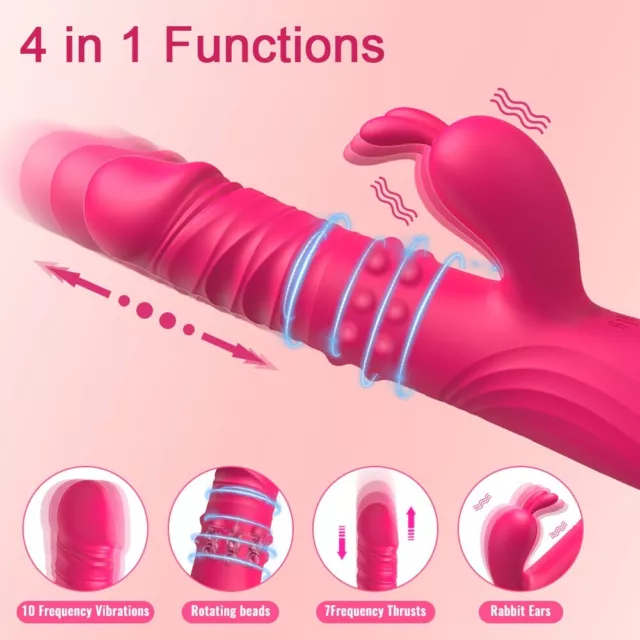 G Spot Rabbit Vibrator Thrusting Rotating Dildo Clit Massager Sex Toy for Women