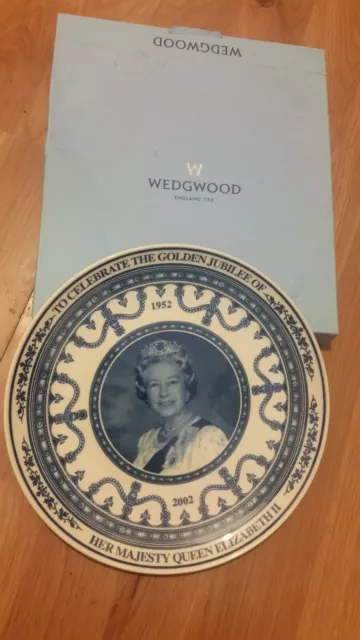 Wedgwood Commemorative Plate Queen Elizabeth II Golden Jubilee Boxed