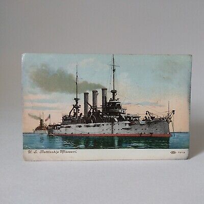 1910 U.S. Battleship Missouri Post Card 72-19 US Navy Pre-World War 1 Battleship