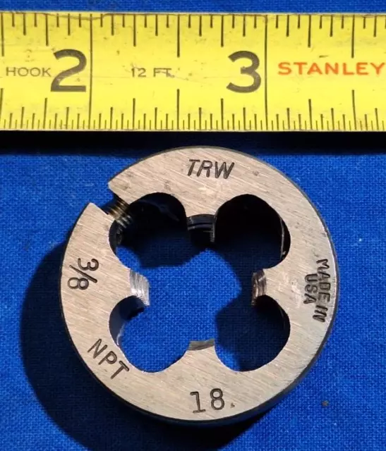TRW 3/8-18 NPT adjustable round pipe threading die USA
