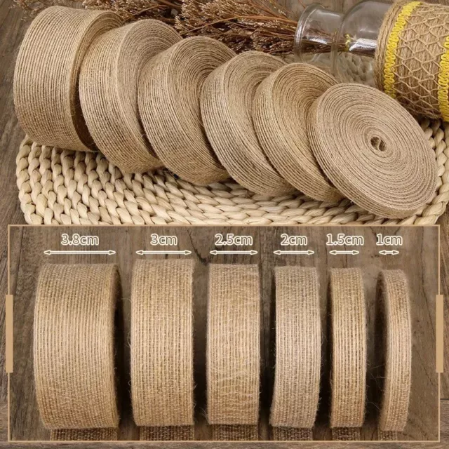 10M NATURAL JUTE Burlap Hessian Ribbon Lace Trims Tape Rustic Wedding ...