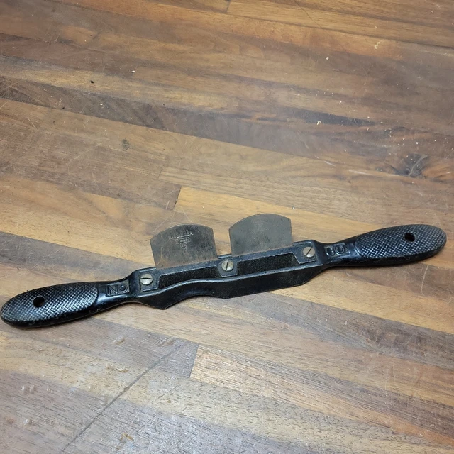 K926- Antique  STANLEY Sweetheart No. 60 DOUBLE SPOKE SHAVE Concave & Flat 5