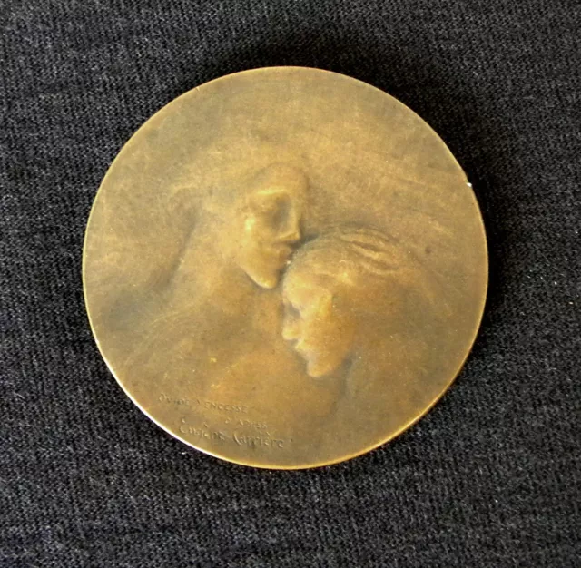 RARE Ovide Yencesse! MEDAILLE BRONZE 1907 D'après Eugène Carrière, École du Flou 2