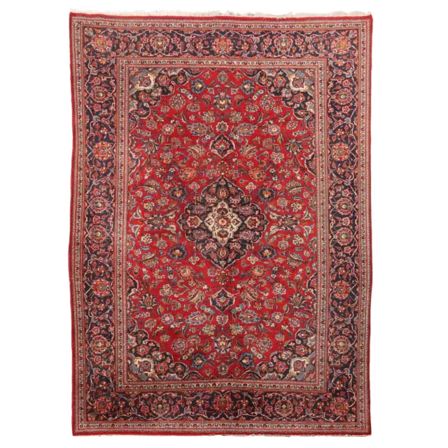 Tapis Vintage Asiatique Coton Laine Noeud Gros Fait à la Main