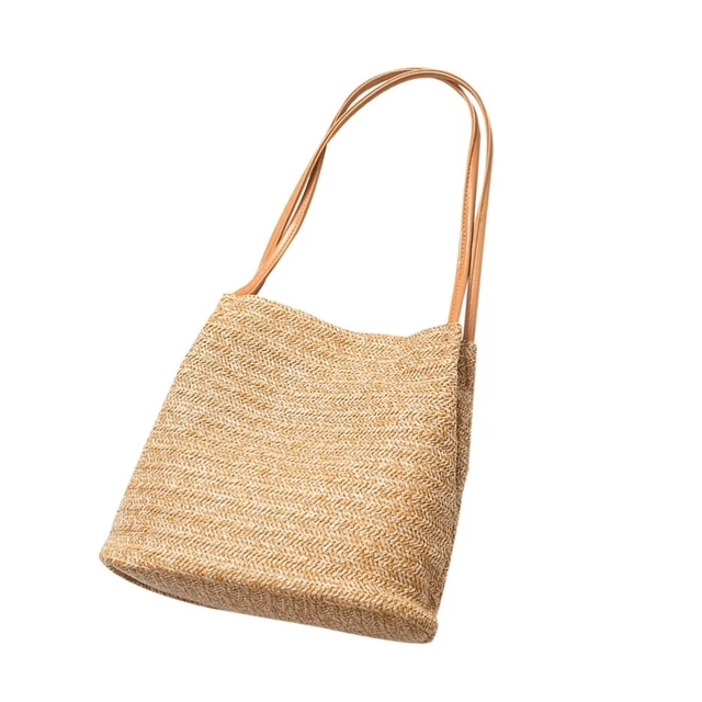 Knitted Shoulder Bag Straw Bag Bucket Bag Woven Beach Bag Beach Bag Women Simple