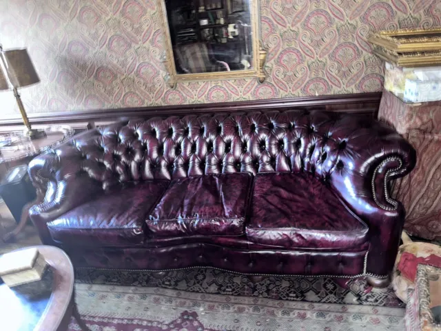 Old Hickory Vintage Leather Chesterfield Sofa