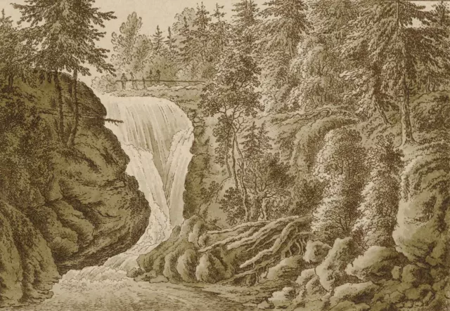 SCHLESIEN - Riesengebirge - "Der Kochelfall" - Aquatintaradierung um 1820