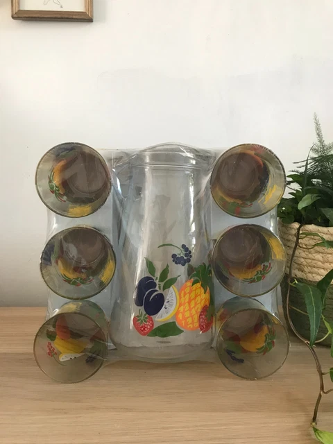 Service à Limonade Pichet 1L + 4 Verres 20cl - Verre Orange